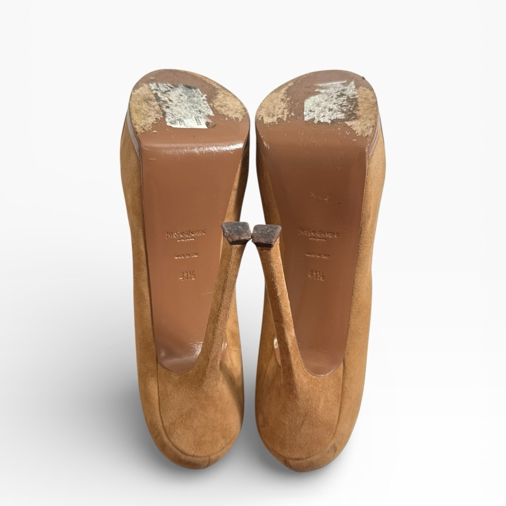 YSL Yves Saint Laurent High Heels Tribtoo Platform Pumps Suede Stiletto 11.5 - Picture 5 of 8